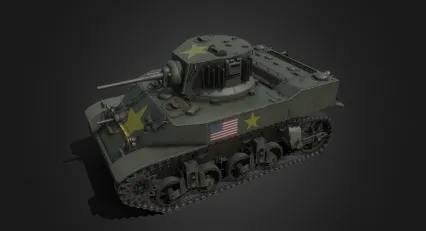 M5斯图亚特轻型坦克 美军轻型坦克 二战坦克 装甲车 M3轻型坦克3D模型