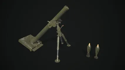8厘米口径迫击炮 火炮 炸弹投掷器 轻型火炮 小钢炮 迫击炮弹3D模型