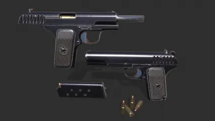 PBR次世代托卡列夫TT33自动手枪 武器 游戏枪械 弹夹 子弹 弹匣 警用手枪3D模型