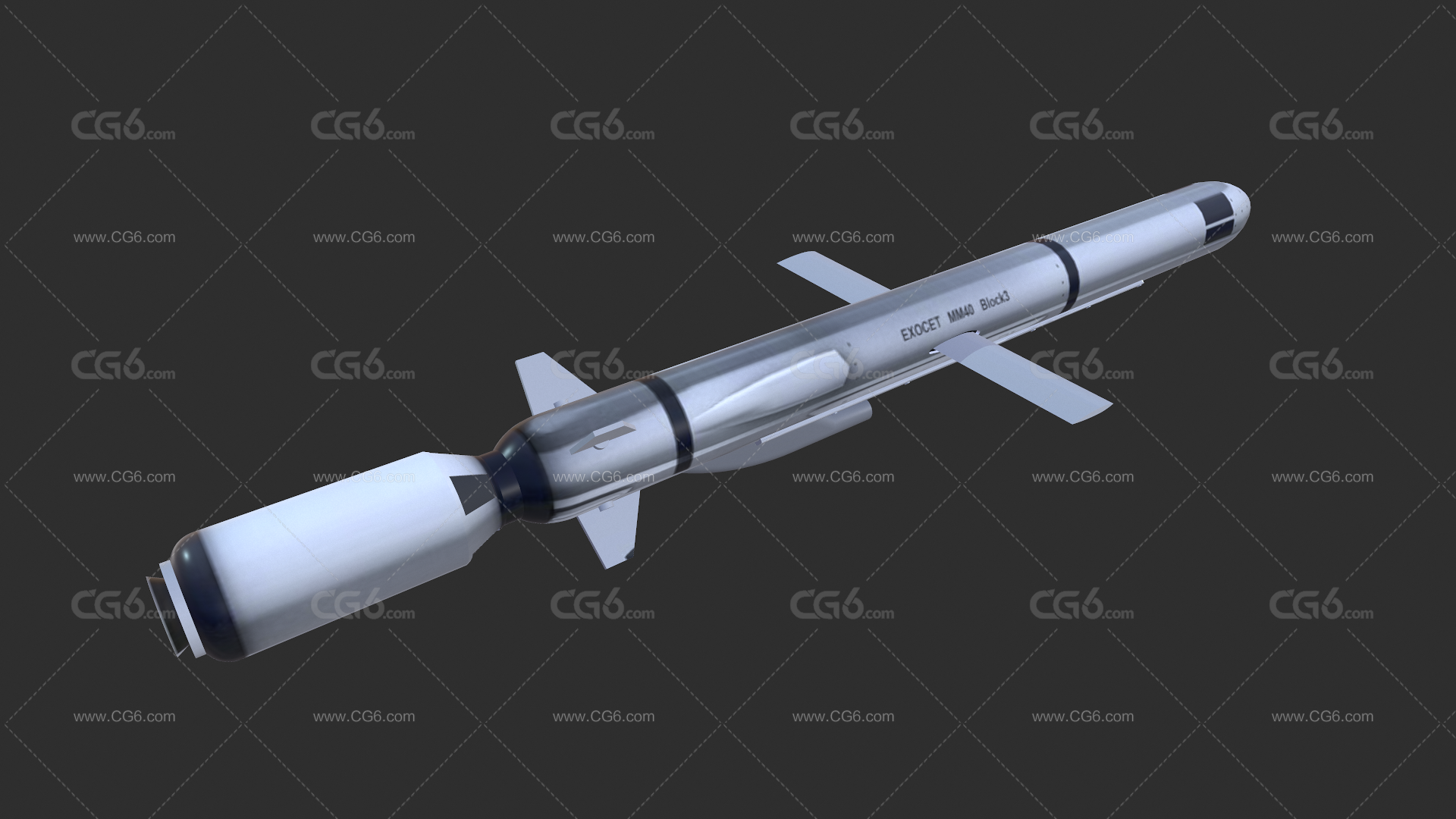 LowPoly空射型反舰导弹 战斧巡航导弹 战斧C-705飞鱼导弹3D模型-4