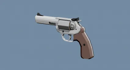 LowPoly低模卡通左轮手枪 转轮手枪 警用手枪 Kimber K6S手枪 金伯左轮手枪3D模型