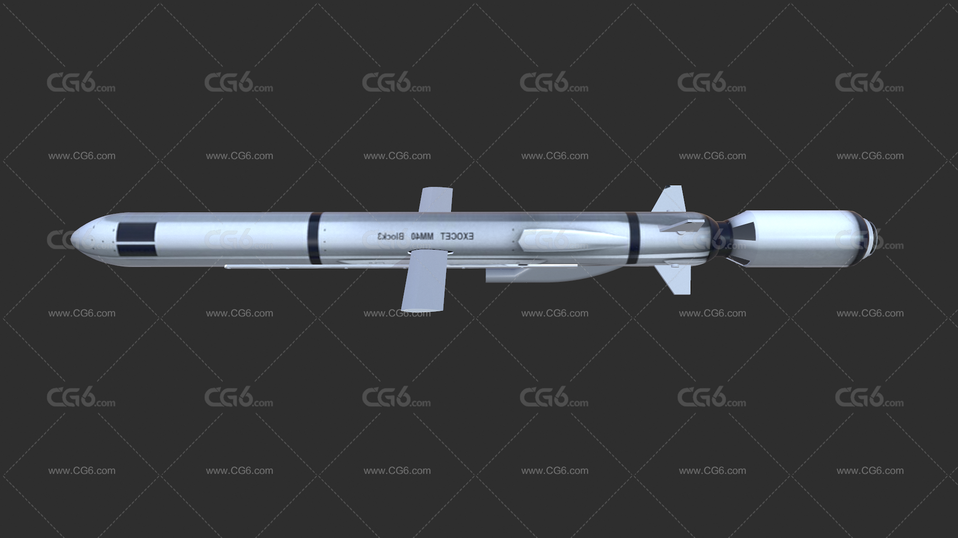 LowPoly空射型反舰导弹 战斧巡航导弹 战斧C-705飞鱼导弹3D模型-2