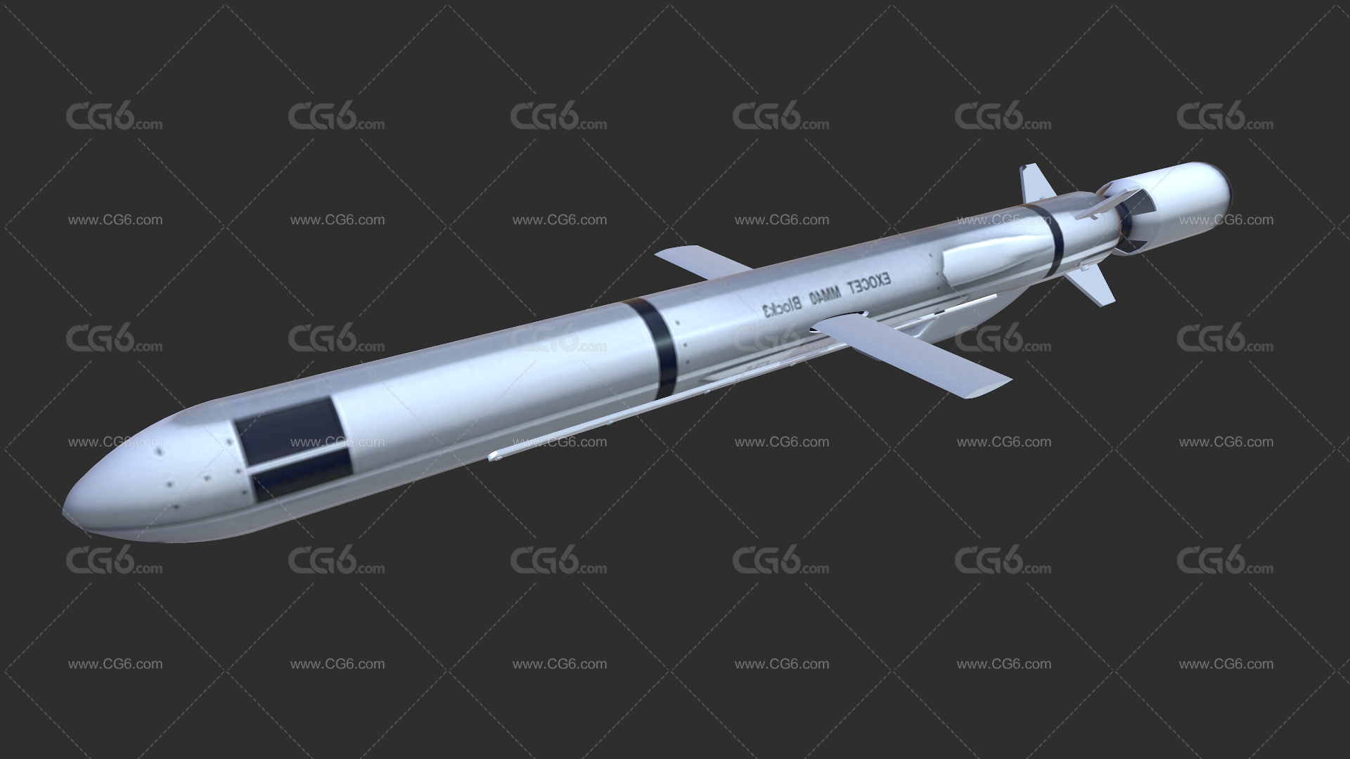 LowPoly空射型反舰导弹 战斧巡航导弹 战斧C-705飞鱼导弹3D模型-3