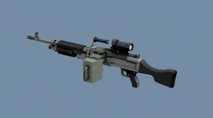 LowPoly低模卡通重机枪 重武器 大杀伤武器 游戏枪械 班用机枪 m240b重机枪3D模型