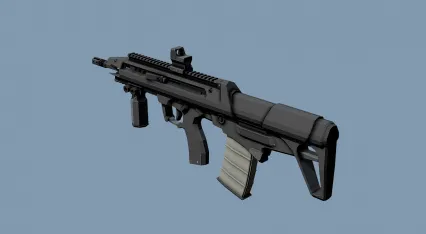 LowPoly低模卡通无托突击步枪 BR18突击步枪 半自动步枪 游戏枪械3D模型