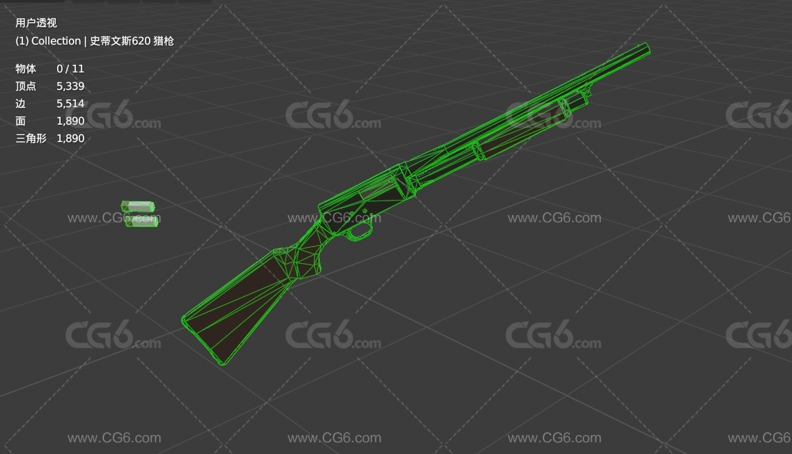 LowPoly低模卡通史蒂文斯620猎枪 武器 来复枪 长枪 狙击枪 步枪3D模型-6