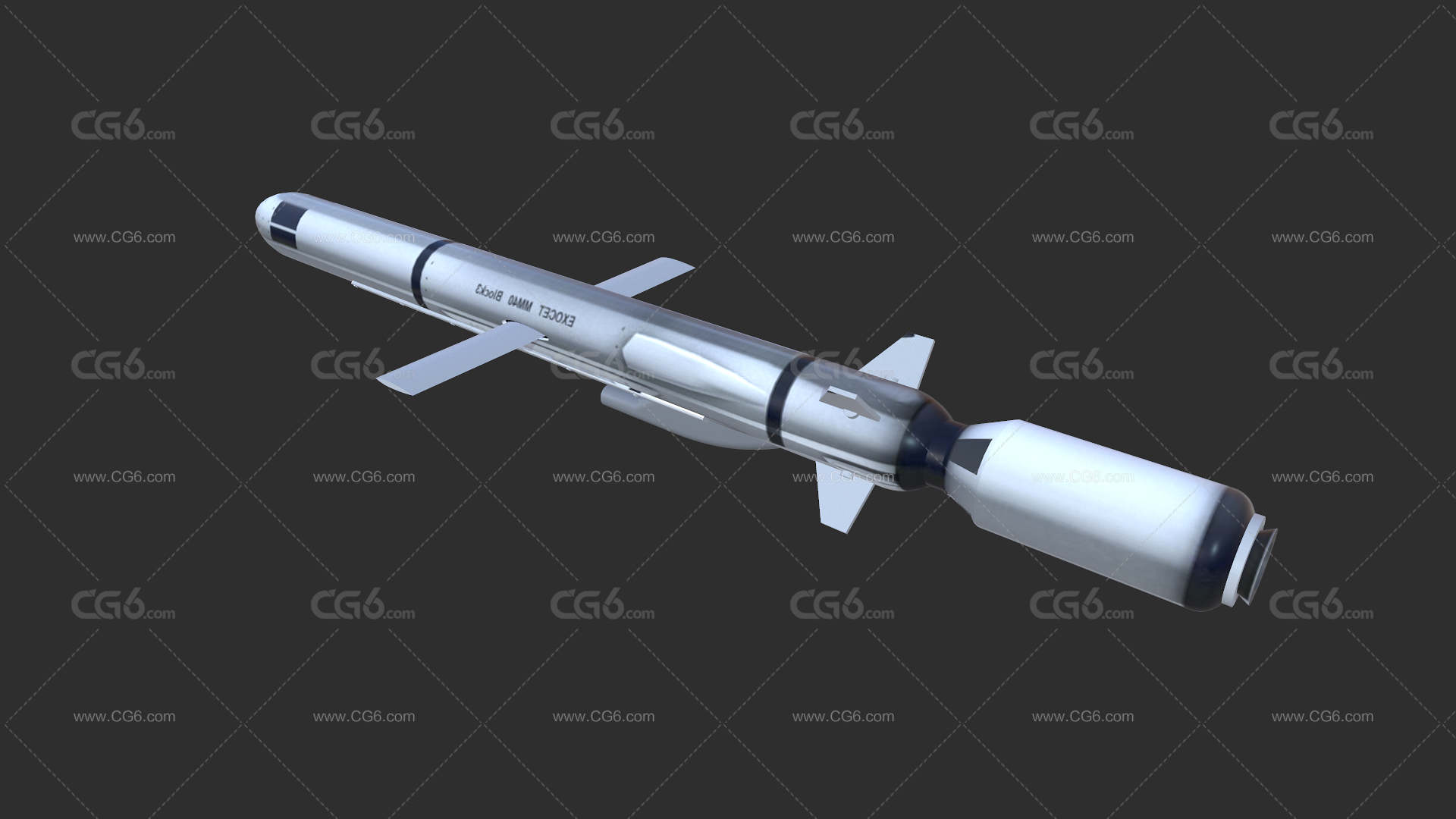 LowPoly空射型反舰导弹 战斧巡航导弹 战斧C-705飞鱼导弹3D模型-1