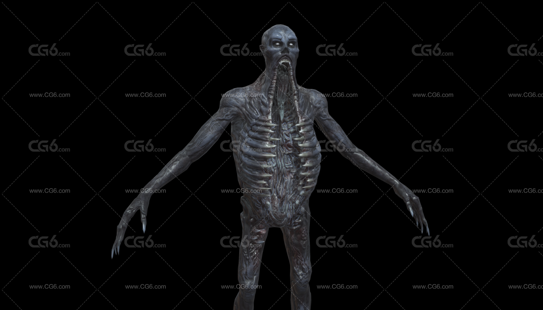 PBR次世代变异物种 死灵变种人 外星人 异形 丧尸 僵尸 生化人 恐怖怪物 妖怪 游戏角色 外星生物3D模型-4