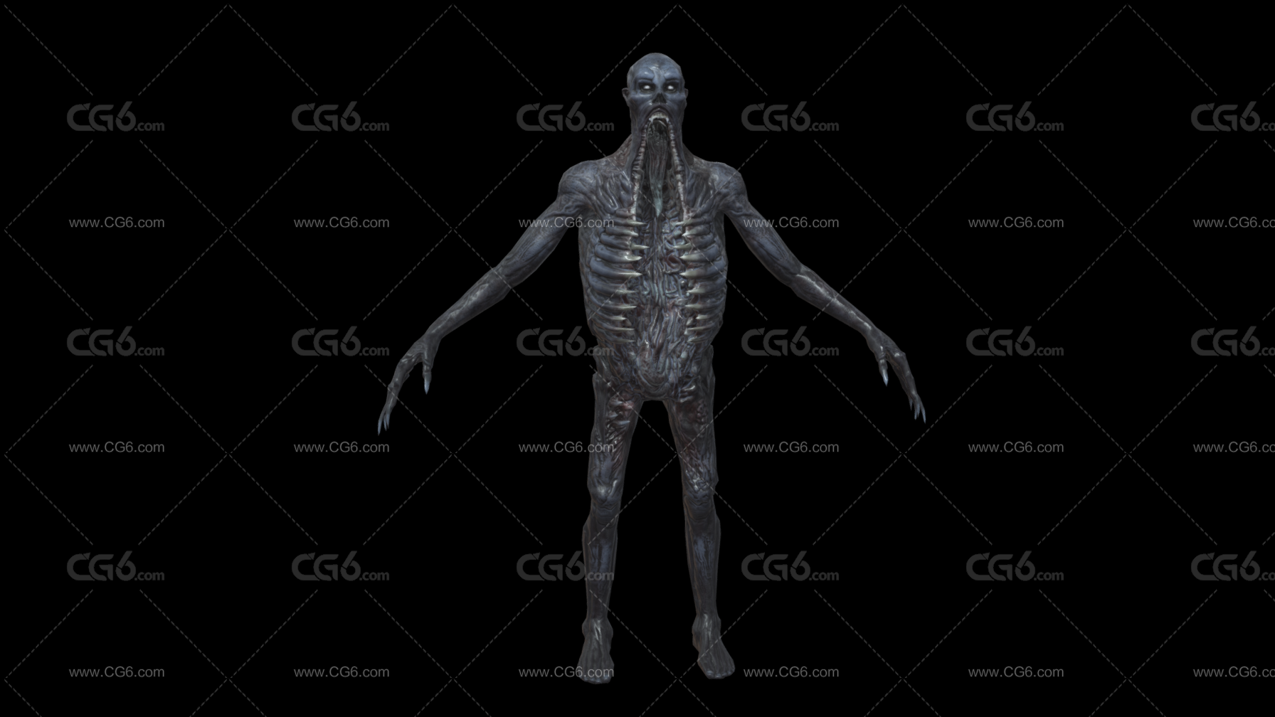 PBR次世代变异物种 死灵变种人 外星人 异形 丧尸 僵尸 生化人 恐怖怪物 妖怪 游戏角色 外星生物3D模型-1