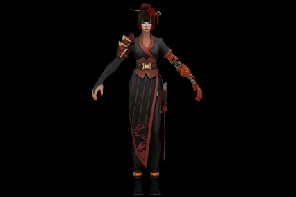 日系女角色   面具女  未来人  机械手臂女武士 女战士 美少女 女刺客 女杀手3D模型