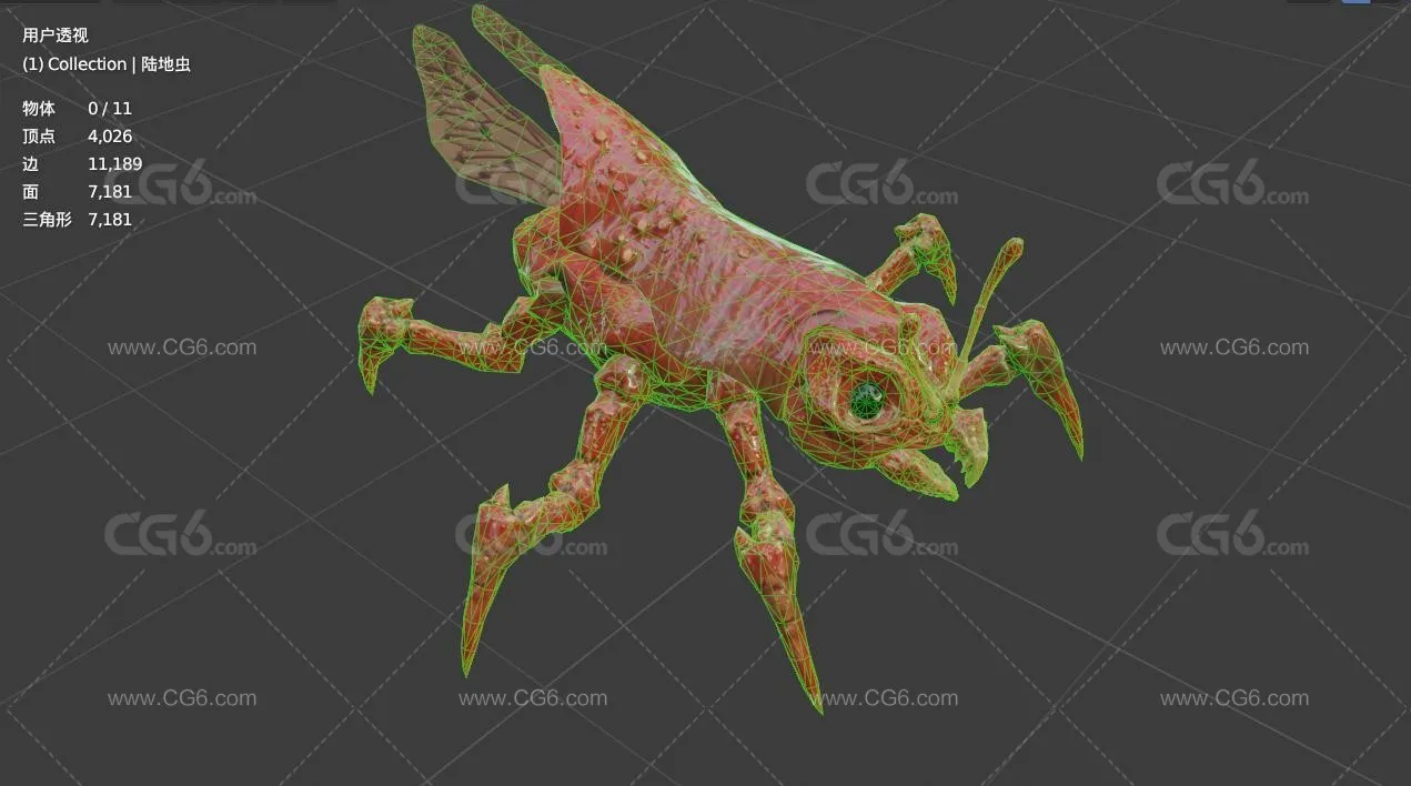 外星生物 科幻怪虫 懒虫 食人虫 甲虫 飞虫 蝉 知了飞行甲虫 哔蝉 陆地虫3D模型-8