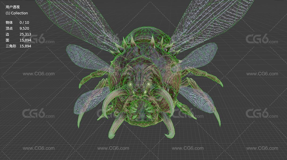 地狱恶魔 恶魔飞虫 外星物种 变异飞虫 妖怪 怪虫 妖兽 异形怪物 甲虫飞虫 食人飞虫3D模型-8
