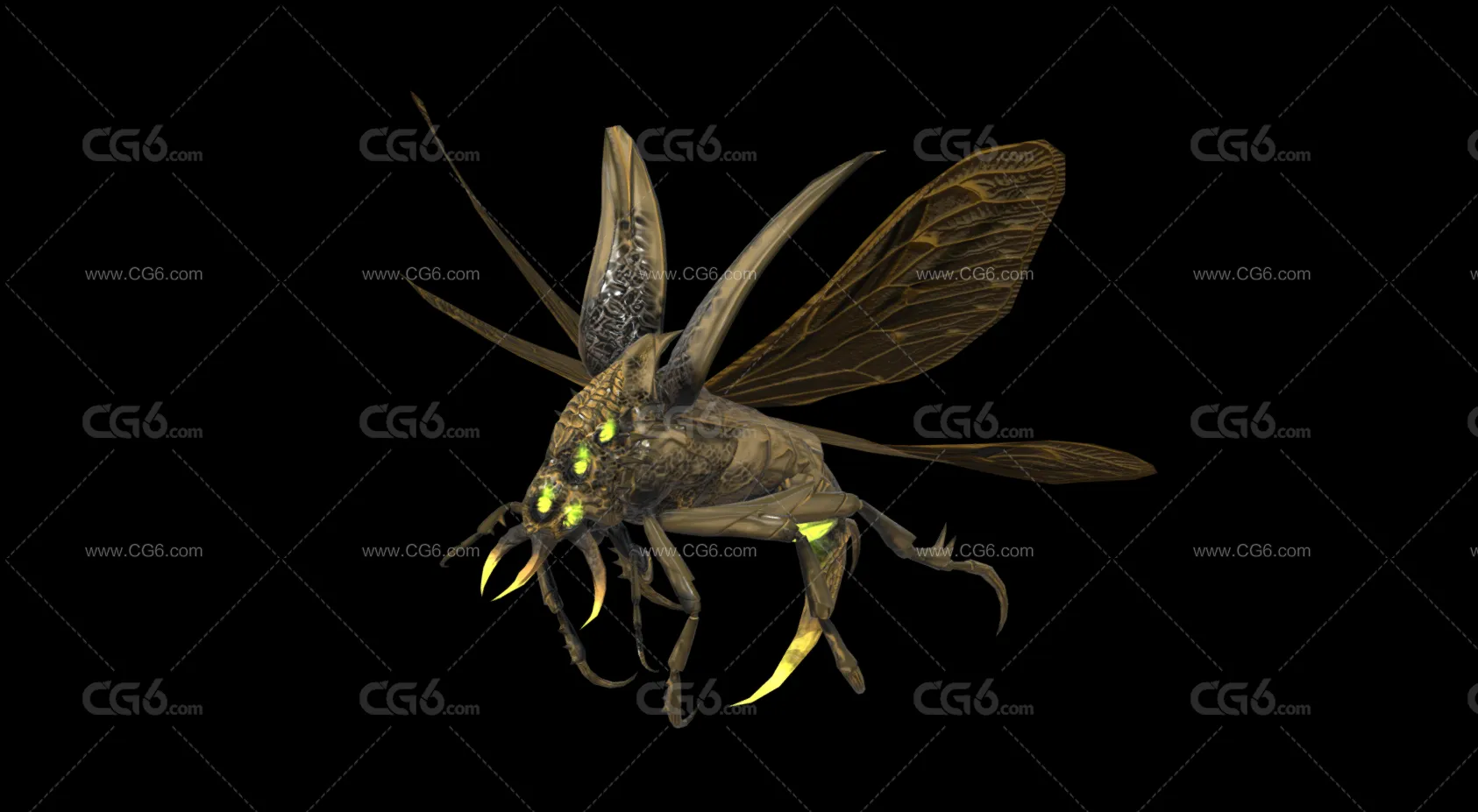 地狱恶魔 恶魔飞虫 外星物种 变异飞虫 妖怪 怪虫 妖兽 异形怪物 甲虫飞虫 食人飞虫3D模型-1