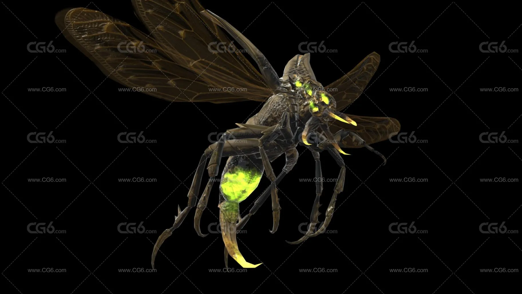 地狱恶魔 恶魔飞虫 外星物种 变异飞虫 妖怪 怪虫 妖兽 异形怪物 甲虫飞虫 食人飞虫3D模型-5