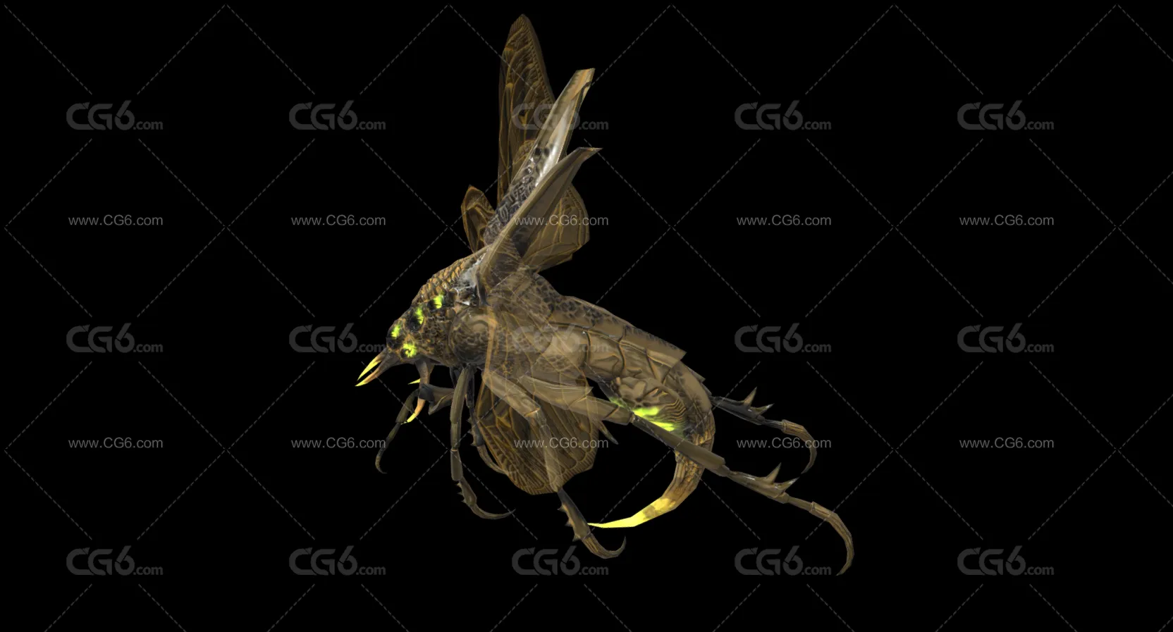 地狱恶魔 恶魔飞虫 外星物种 变异飞虫 妖怪 怪虫 妖兽 异形怪物 甲虫飞虫 食人飞虫3D模型-2