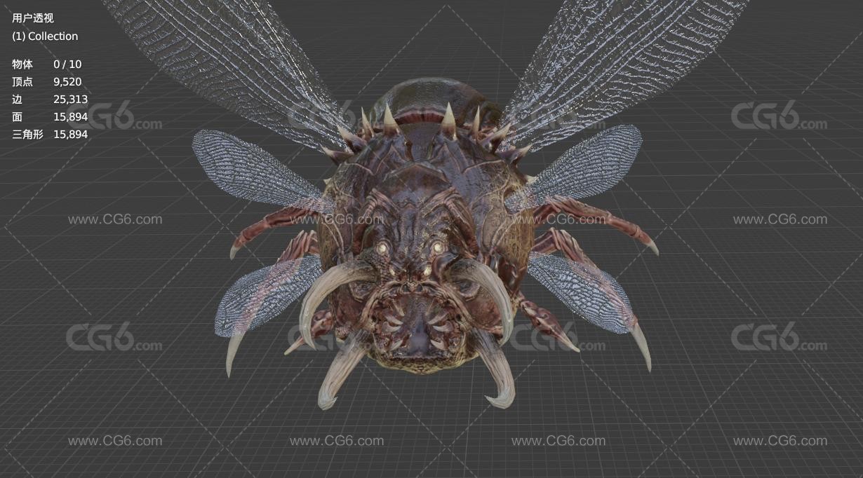 地狱恶魔 恶魔飞虫 外星物种 变异飞虫 妖怪 怪虫 妖兽 异形怪物 甲虫飞虫 食人飞虫3D模型-7