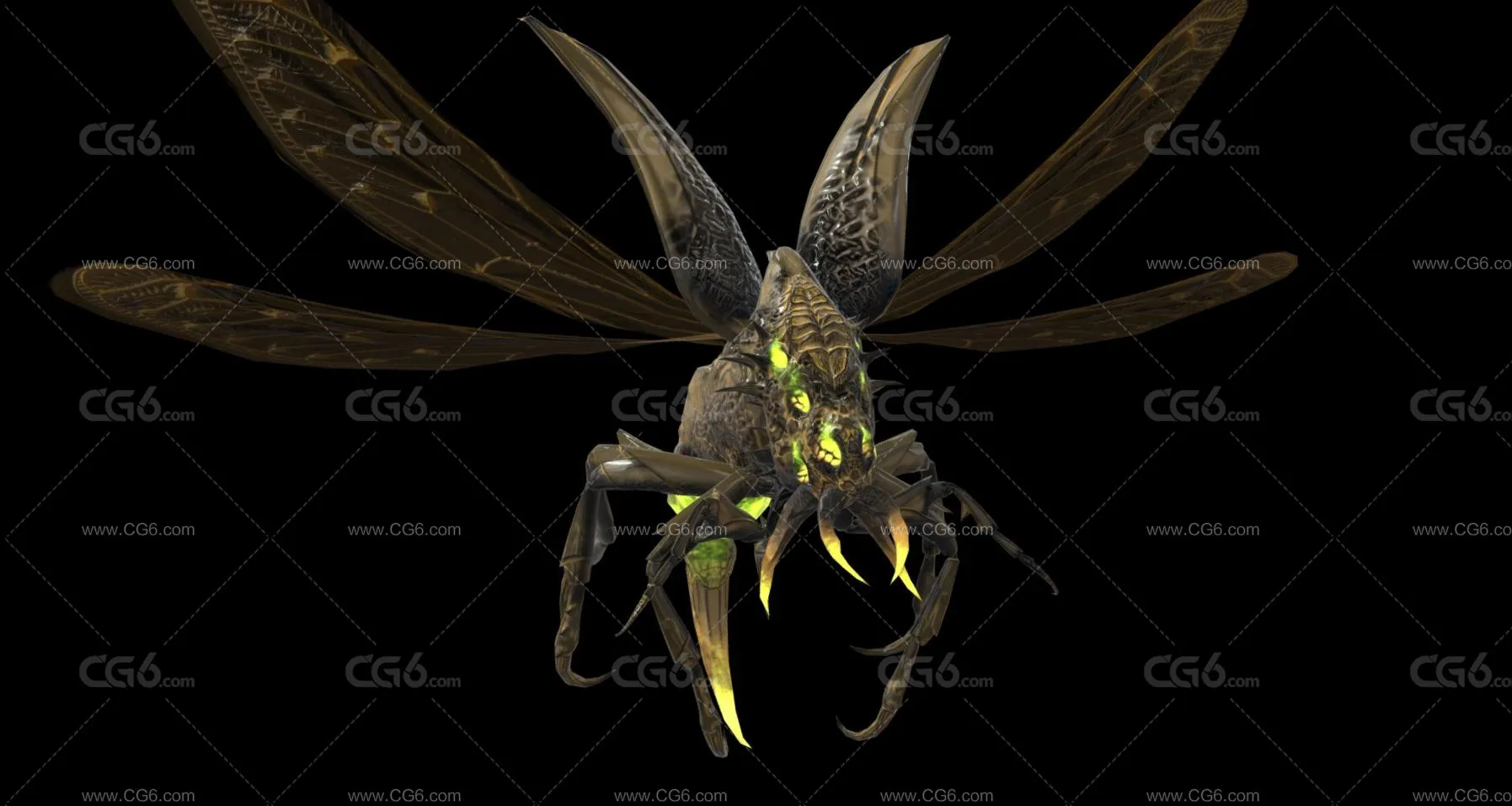 地狱恶魔 恶魔飞虫 外星物种 变异飞虫 妖怪 怪虫 妖兽 异形怪物 甲虫飞虫 食人飞虫3D模型-4