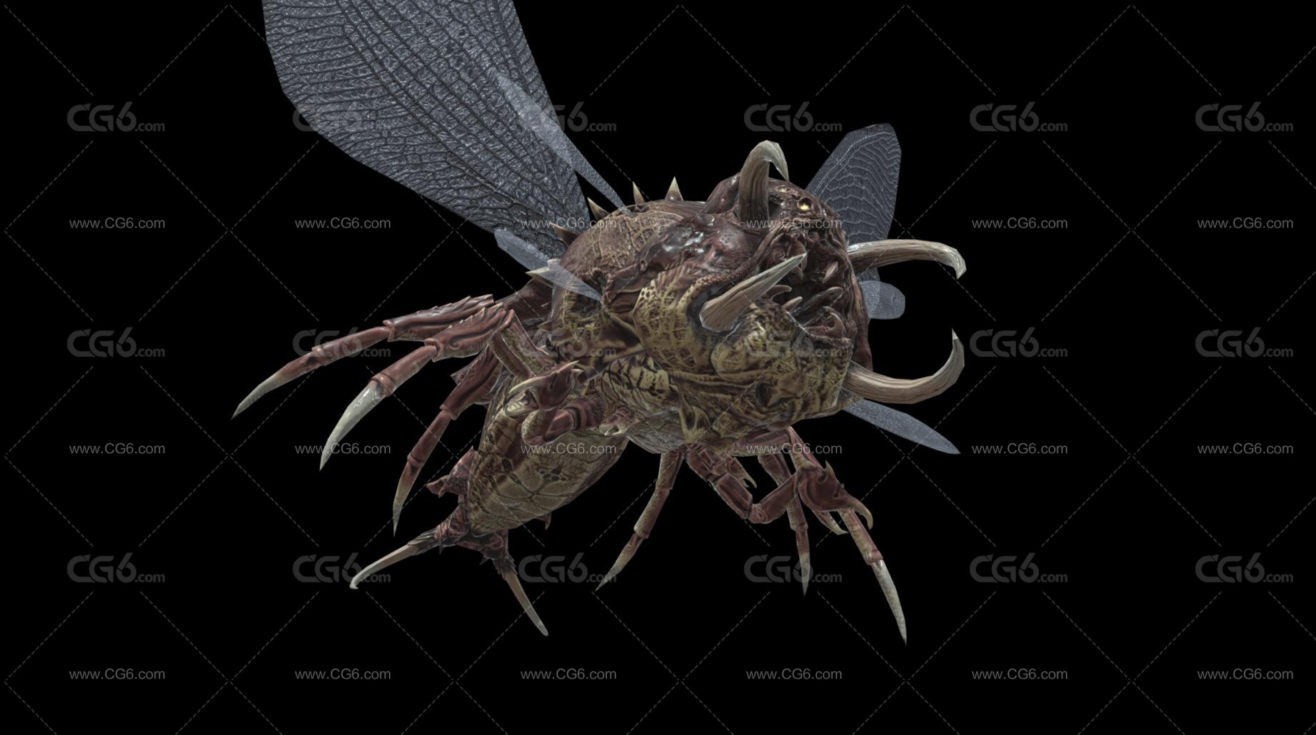 地狱恶魔 恶魔飞虫 外星物种 变异飞虫 妖怪 怪虫 妖兽 异形怪物 甲虫飞虫 食人飞虫3D模型-5