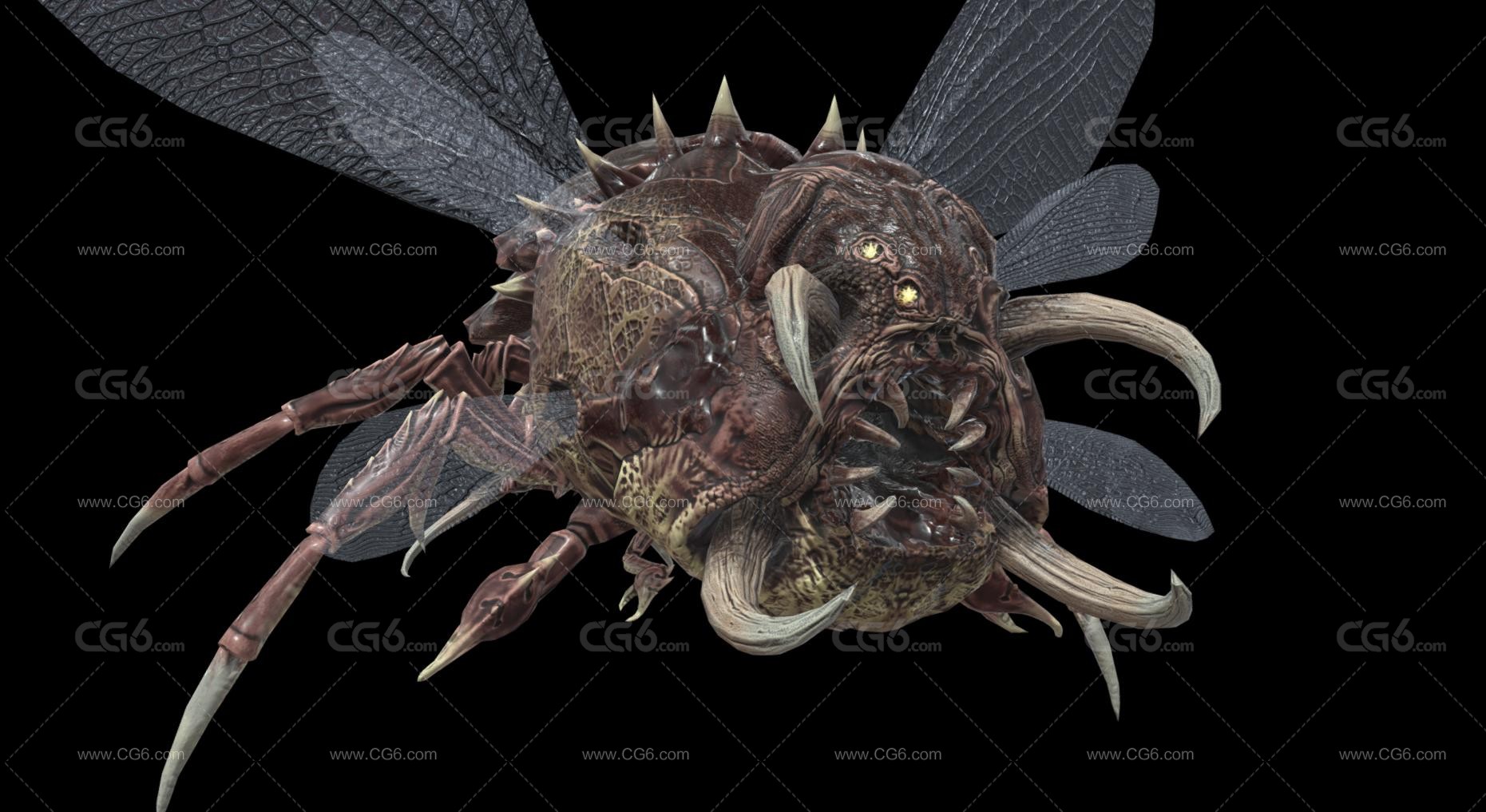 地狱恶魔 恶魔飞虫 外星物种 变异飞虫 妖怪 怪虫 妖兽 异形怪物 甲虫飞虫 食人飞虫3D模型-4
