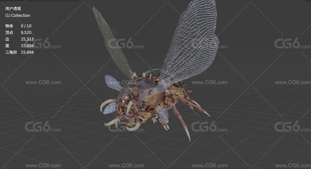 地狱恶魔 恶魔飞虫 外星物种 变异飞虫 妖怪 怪虫 妖兽 异形怪物 甲虫飞虫 食人飞虫3D模型-6