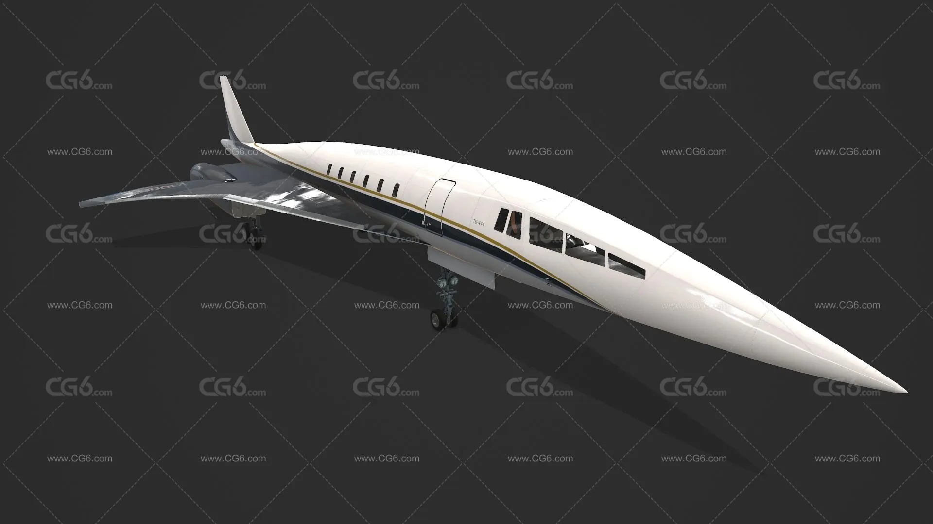 TU-444超音速商务喷气机 图444客机 概念超音速公务机 概念飞机 客运飞机3D模型-5