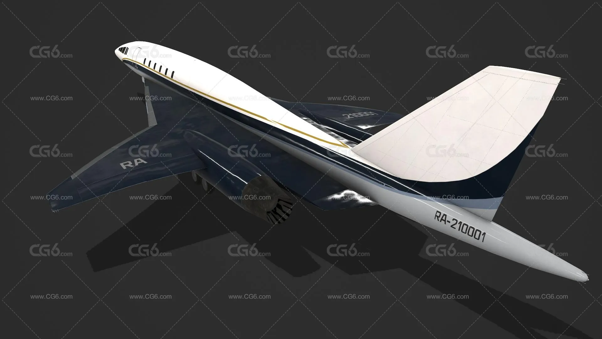 TU-444超音速商务喷气机 图444客机 概念超音速公务机 概念飞机 客运飞机3D模型-3