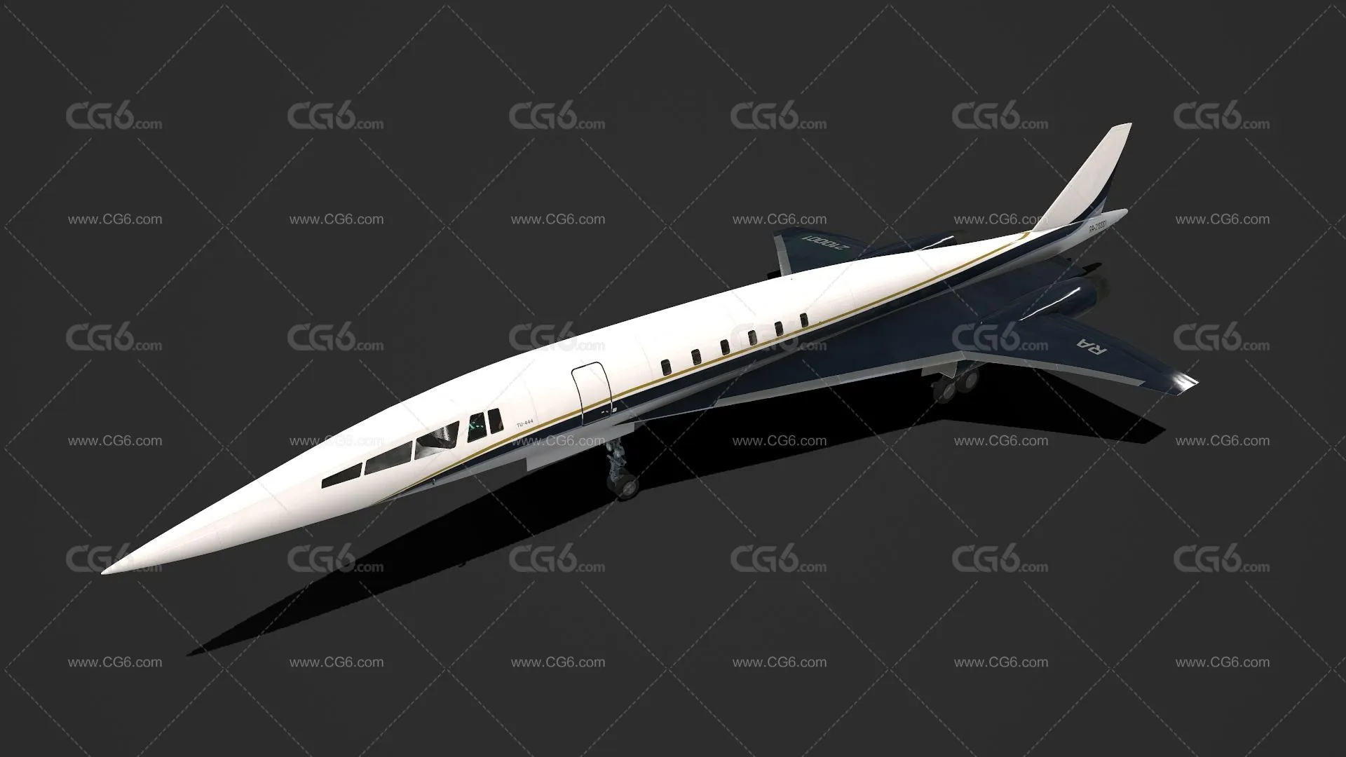 TU-444超音速商务喷气机 图444客机 概念超音速公务机 概念飞机 客运飞机3D模型-1