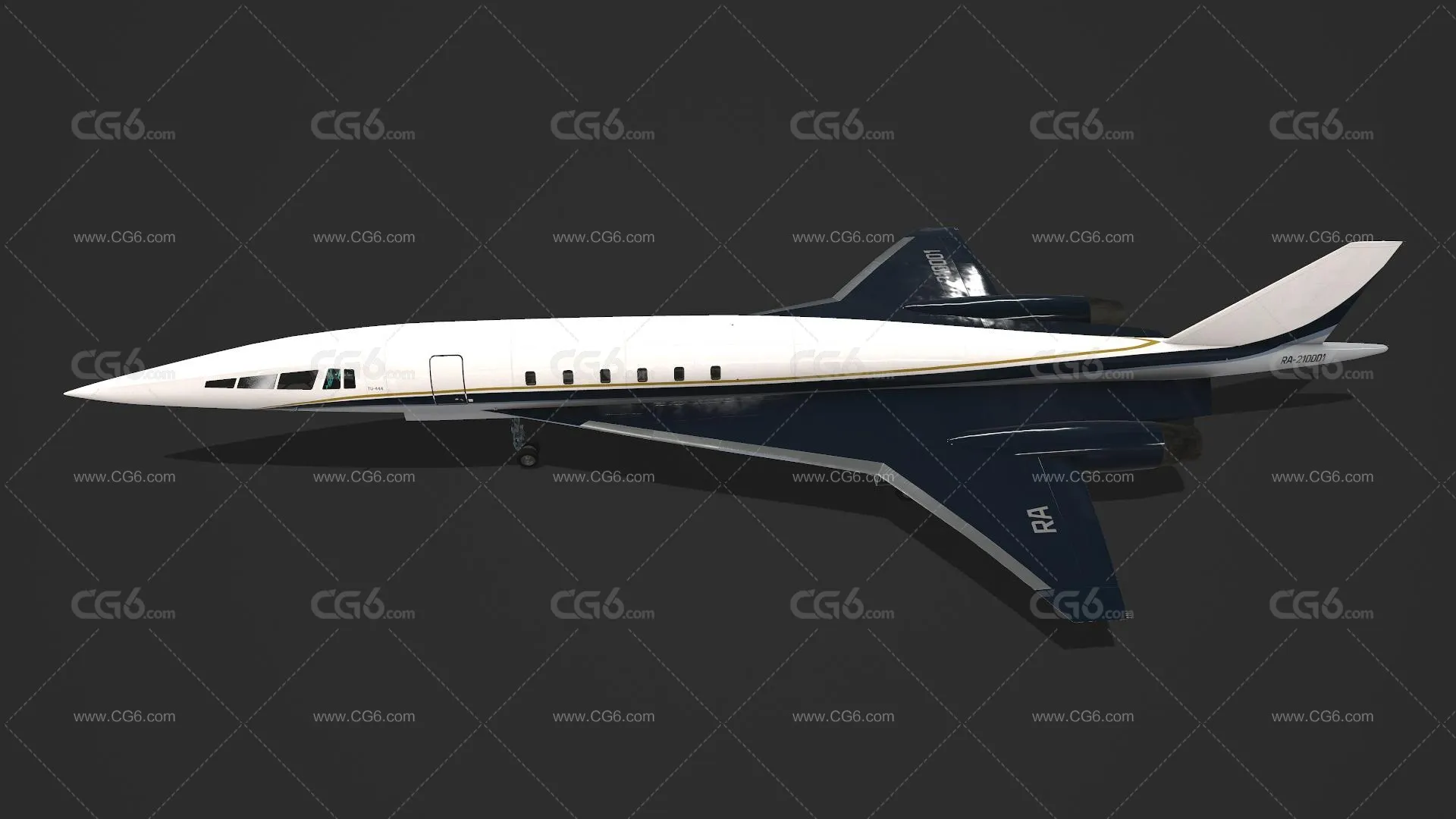 TU-444超音速商务喷气机 图444客机 概念超音速公务机 概念飞机 客运飞机3D模型-2