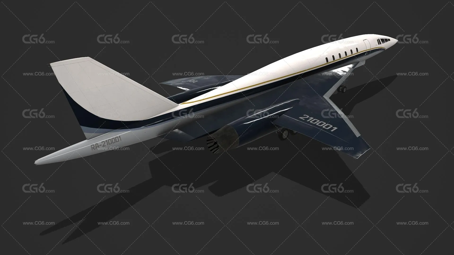 TU-444超音速商务喷气机 图444客机 概念超音速公务机 概念飞机 客运飞机3D模型-4