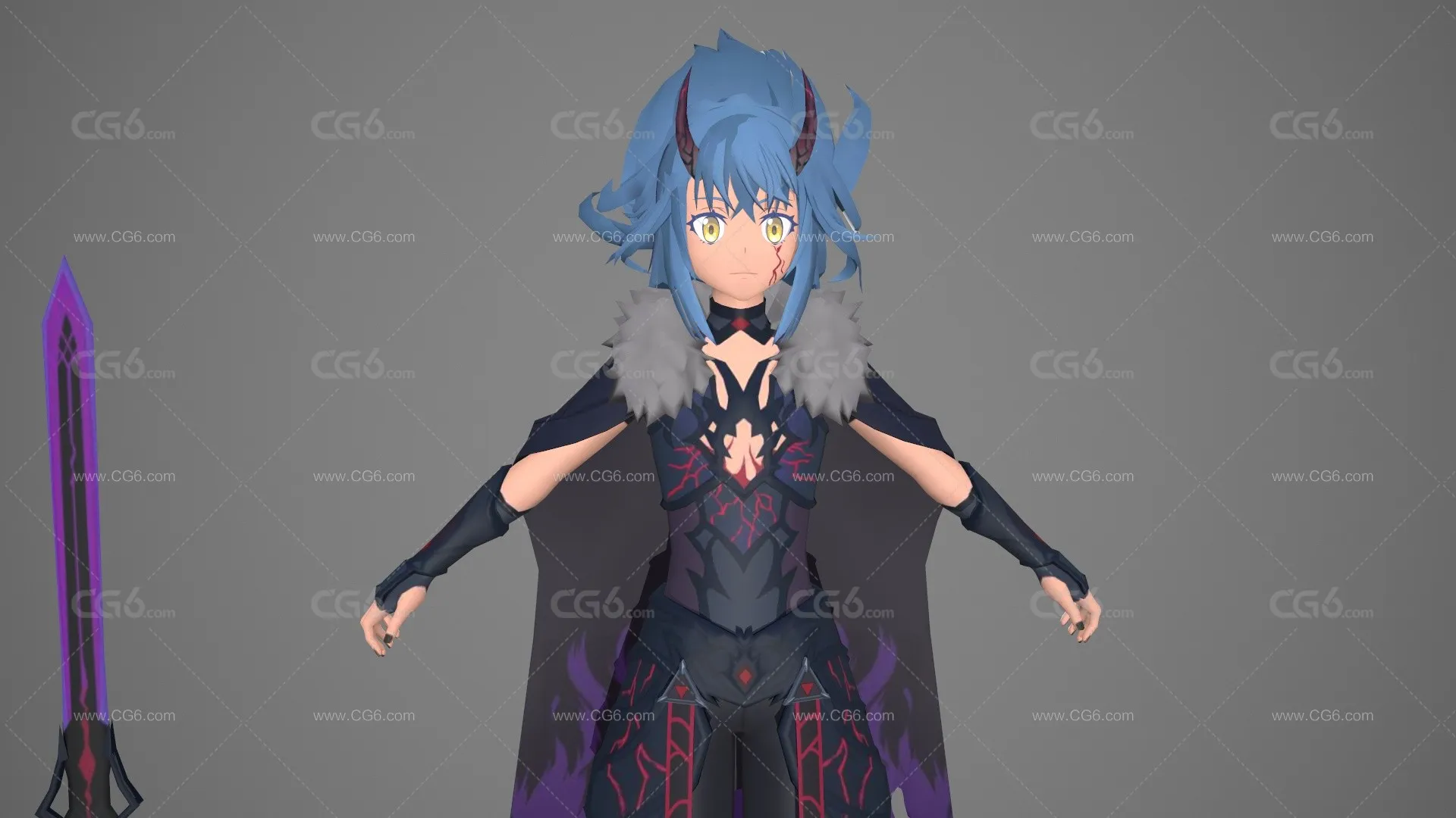 卡通手绘二次元恶魔小王子 小战士 维京战士 小恶魔 恶魔领主 小男孩 驯龙高手魔王游戏模型 -4