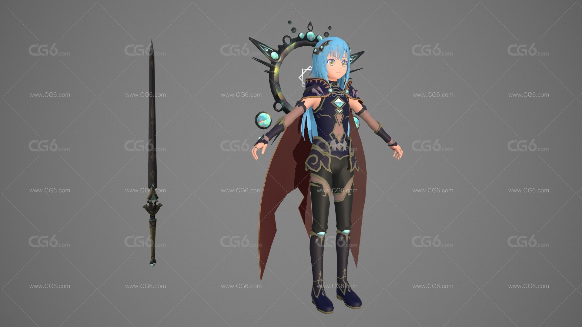 卡通手绘二次元小魔女 小恶魔 恶魔领主 万圣节女郎 魔法女巫 小女巫 魔法师 萝莉女妖精 邪魅女妖王游戏模型 -5