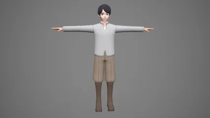 卡通手绘二次元日韩男学生 学生服装 礼服 帅气男孩 小男孩 高中生 大学生 学徒3D模型
