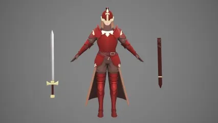 卡通手绘二次元古代战士 侍卫 护卫 剑客 骑士 武士 游侠 铠甲将军 武将 侠客3D模型