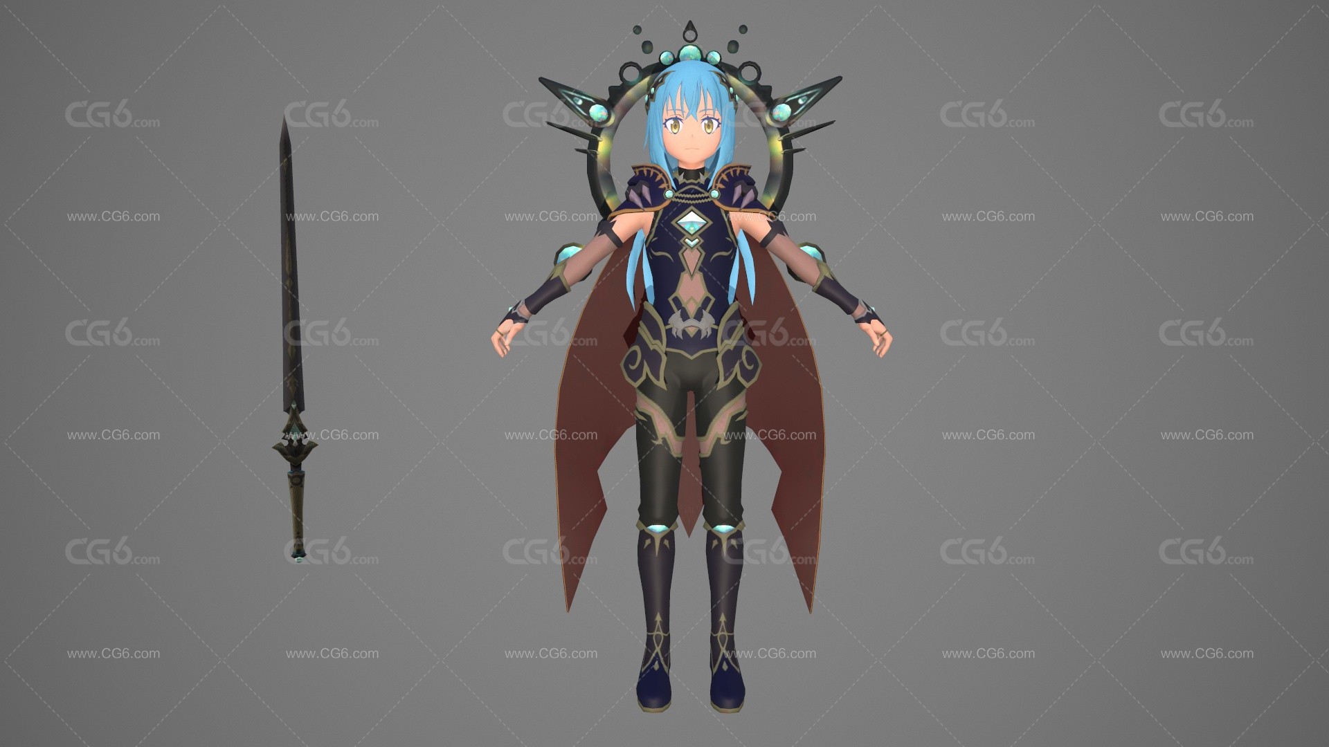 卡通手绘二次元小魔女 小恶魔 恶魔领主 万圣节女郎 魔法女巫 小女巫 魔法师 萝莉女妖精 邪魅女妖王游戏模型 -1