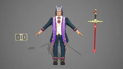 卡通手绘二次元老板 boss 狐狸武士 暗影战士 魔法师 术士 伯爵 国王 领主游戏角色3D模型