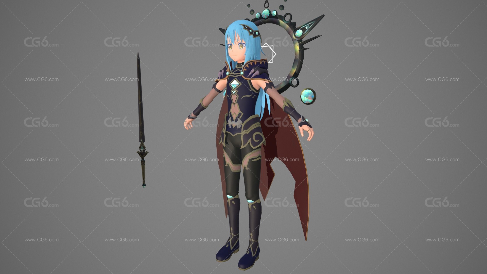 卡通手绘二次元小魔女 小恶魔 恶魔领主 万圣节女郎 魔法女巫 小女巫 魔法师 萝莉女妖精 邪魅女妖王游戏模型 -2