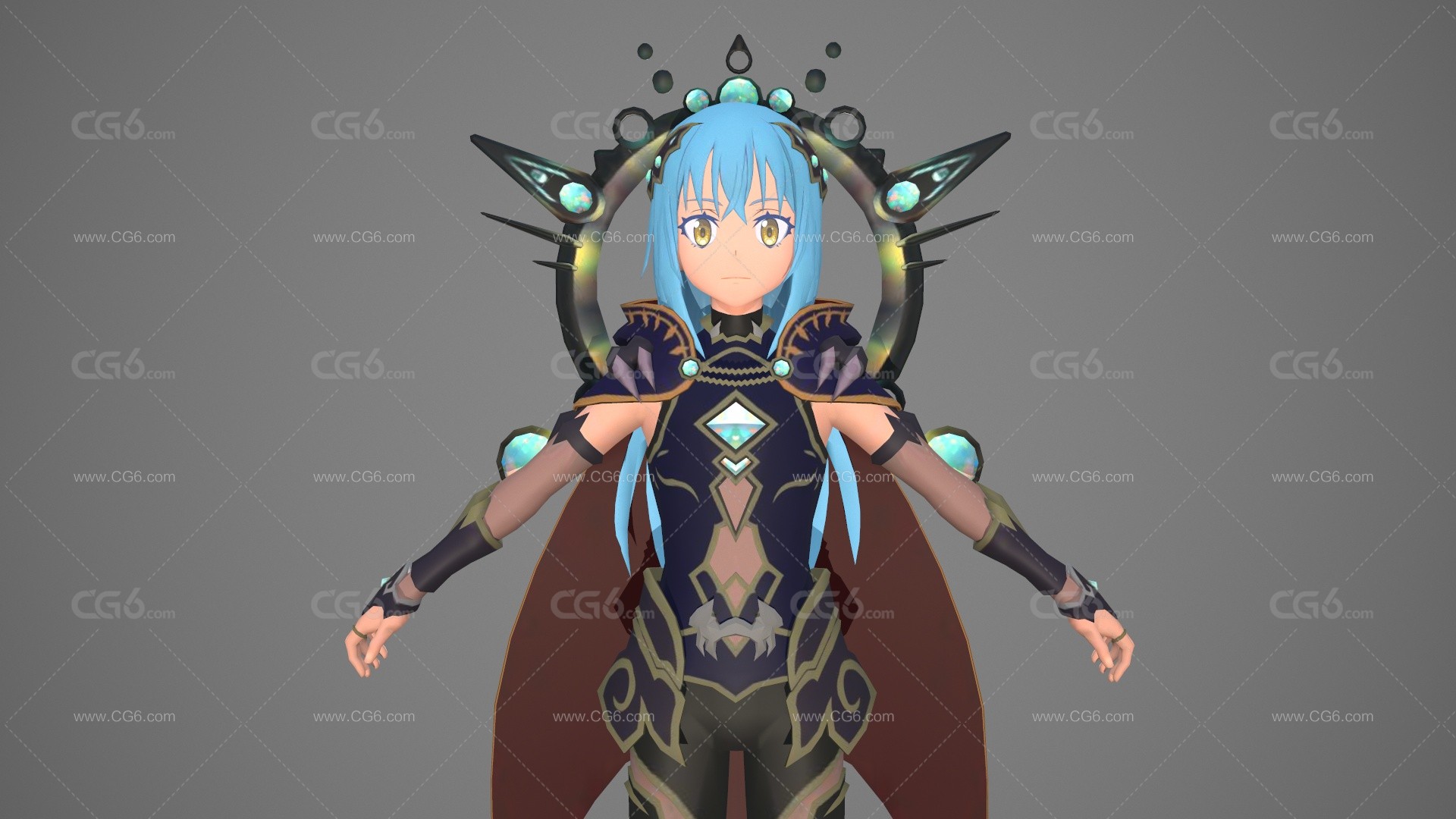 卡通手绘二次元小魔女 小恶魔 恶魔领主 万圣节女郎 魔法女巫 小女巫 魔法师 萝莉女妖精 邪魅女妖王游戏模型 -4
