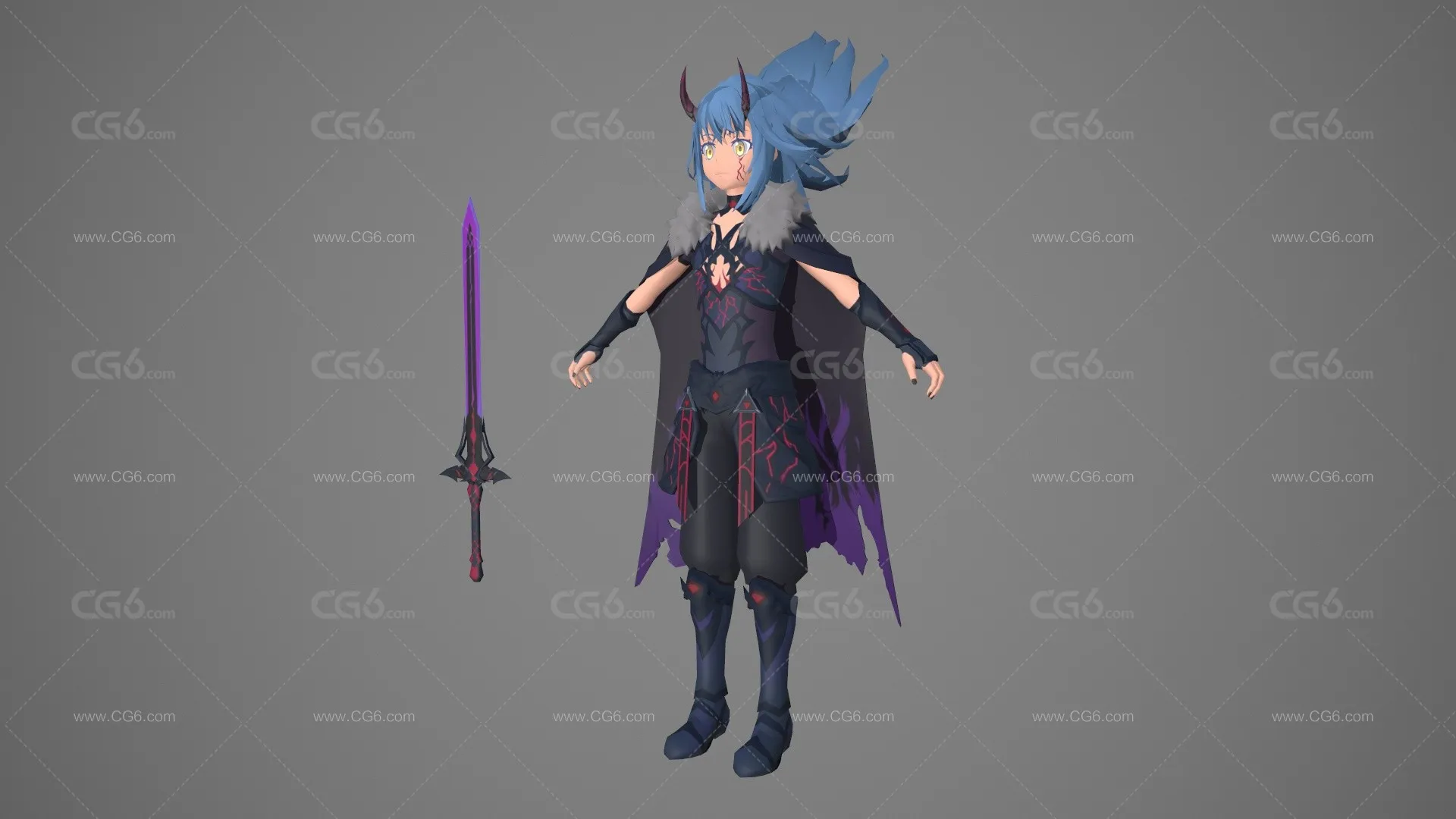 卡通手绘二次元恶魔小王子 小战士 维京战士 小恶魔 恶魔领主 小男孩 驯龙高手魔王游戏模型 -2