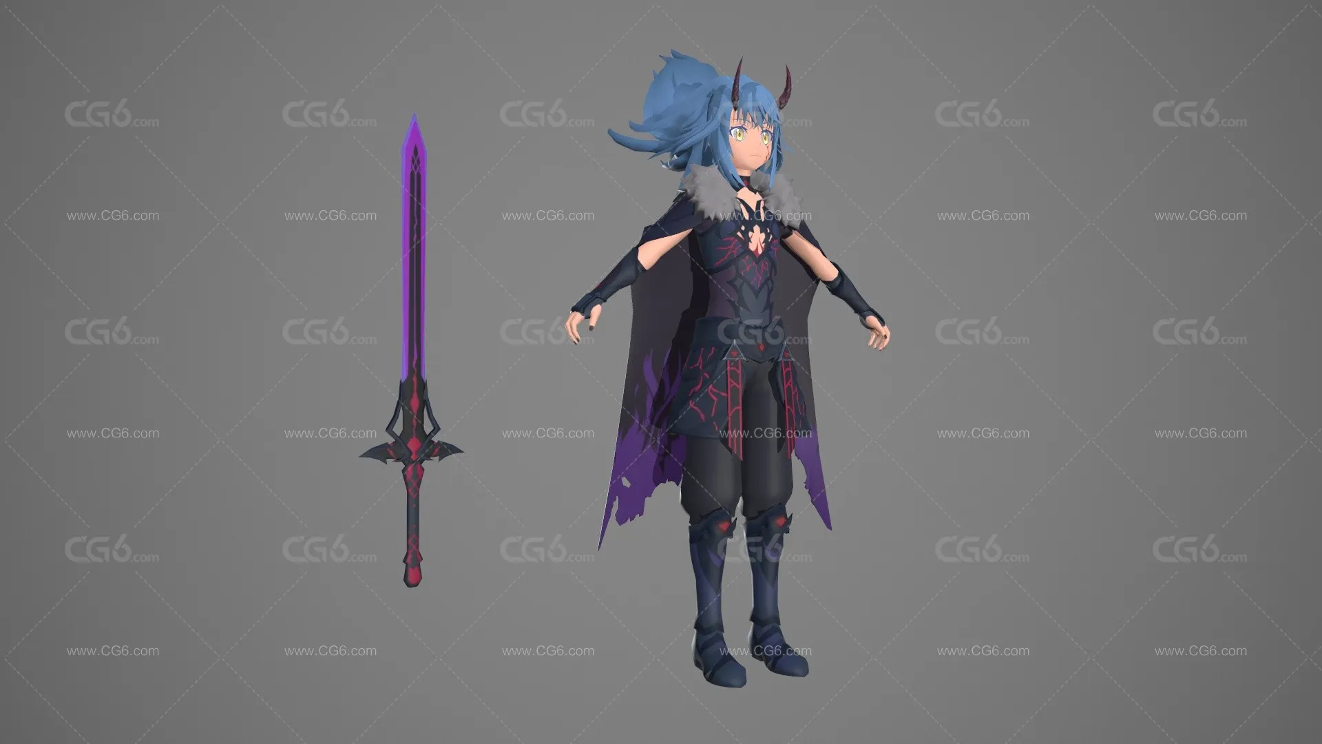 卡通手绘二次元恶魔小王子 小战士 维京战士 小恶魔 恶魔领主 小男孩 驯龙高手魔王游戏模型 -5