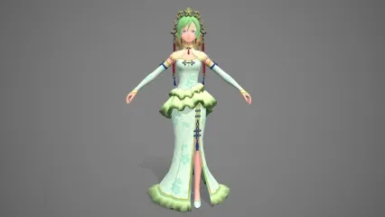卡通手绘二次元新娘 仙女 旗袍美女 美少女战士 小萝莉 御姐 旗袍女孩 游戏角色人物3D模型