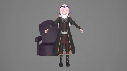 卡通手绘二次元女战士 魔法公主 魔女 女王 女巫 女骑士 大眼萌妹子 小萝莉 侠女 动漫人物3D模型