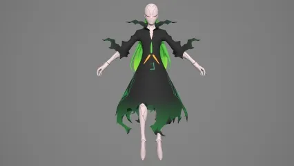 卡通手绘二次元外星战士 外星人 暗影机甲战士 变异人 小恶魔 动漫角色3D模型