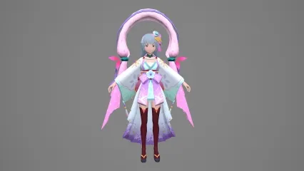卡通手绘二次元女王 女皇 皇后 公主日韩人物 和服美女 新娘 御姐 大眼萌小姐姐 小萝莉 动漫人物3D模型