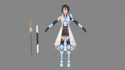 卡通手绘二次元小王子 圣骑士 护卫 侍卫 暗影骑士 武士 战士 中世纪骑士 剑客 剑士 动漫人物3D模型
