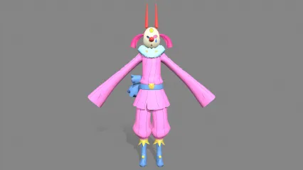 卡通手绘二次元小丑 马戏团角色 杂耍艺人 动漫人物3D模型
