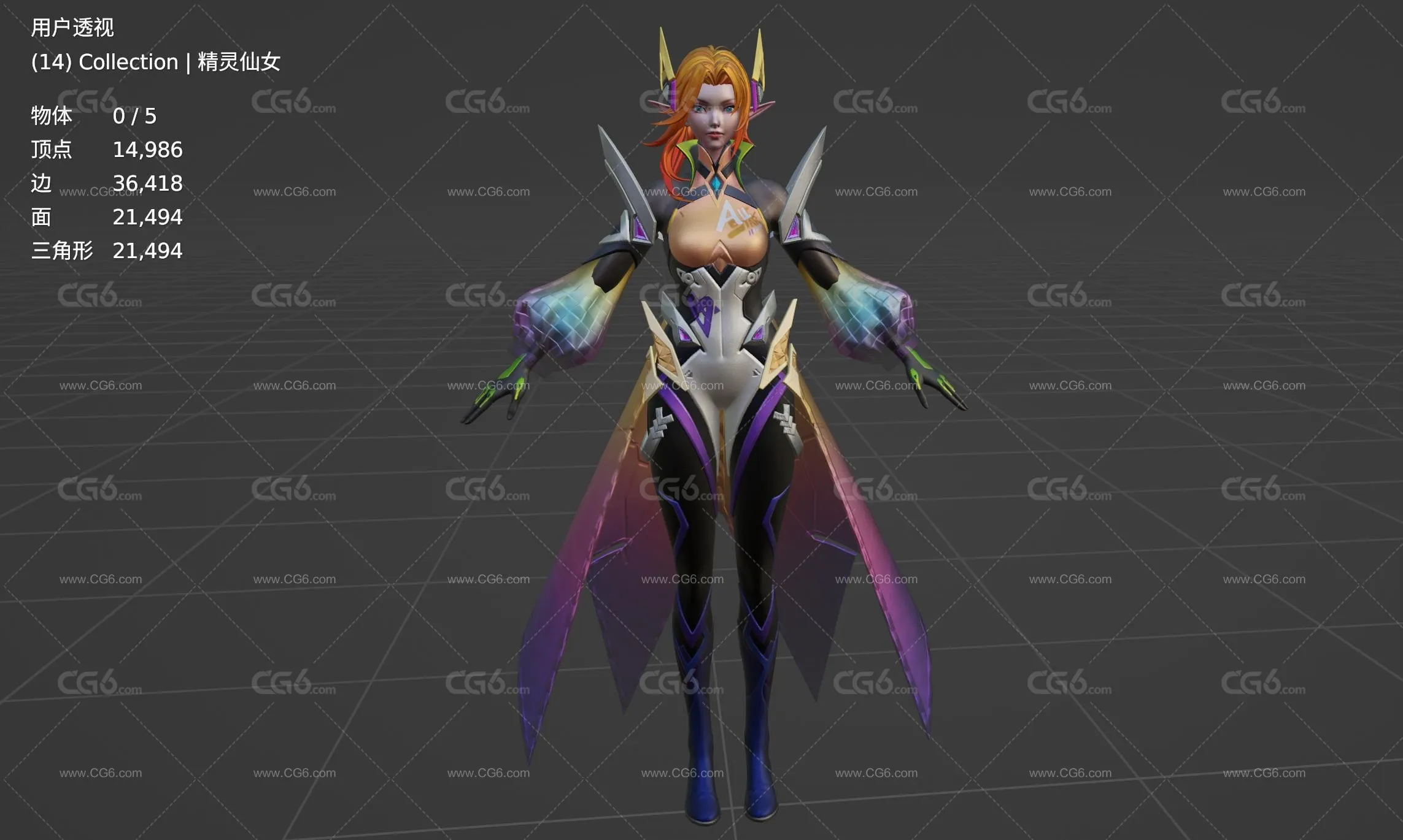 美少女魔法师 精灵女战士 仙女 仙子 精灵女王 女巫 赛博朋克女战士 未来女战士 小萝莉 科幻女神3D模型-6