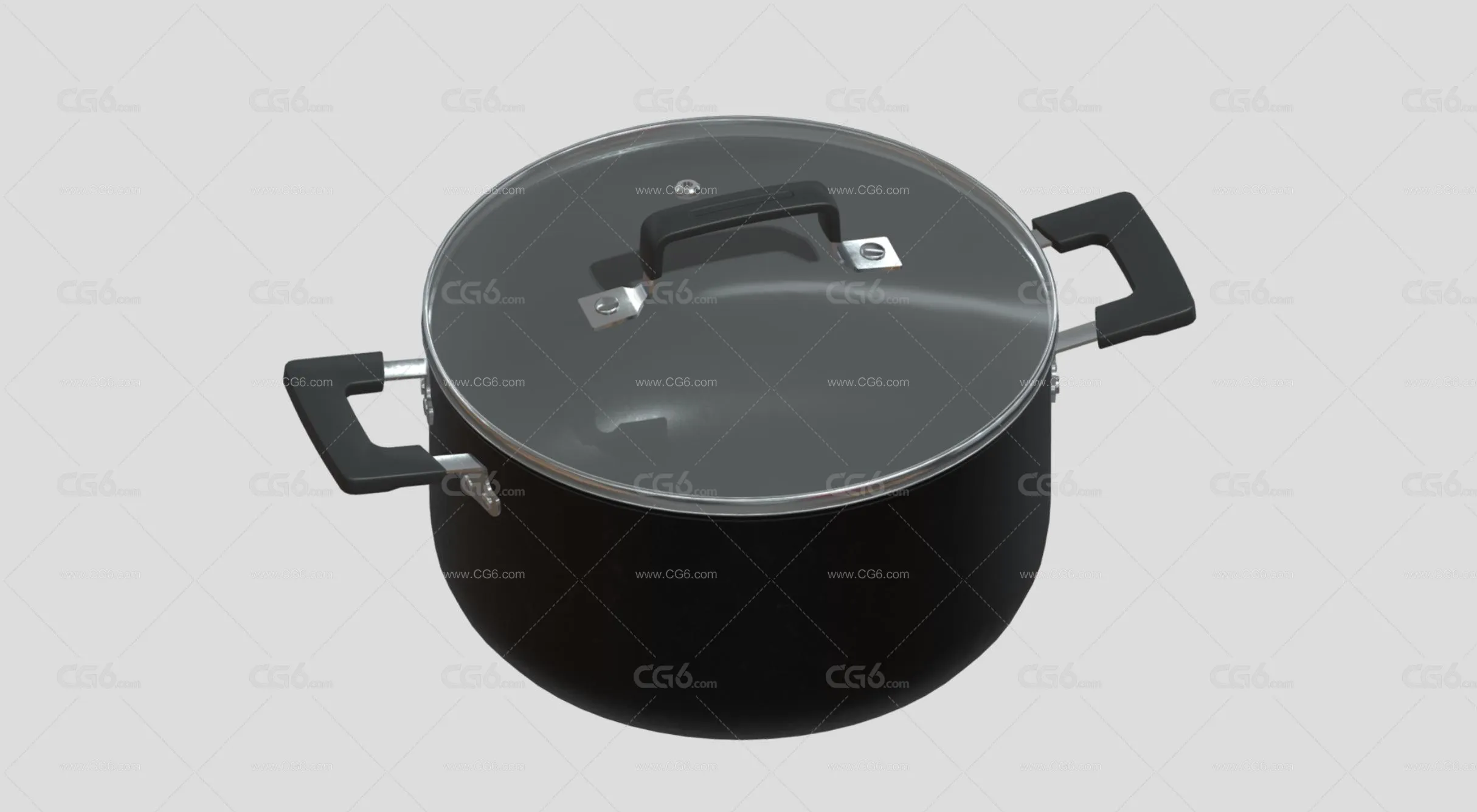 带盖平底锅 高压锅 不锈钢锅 厨具 锅子 锅具 煮锅 炖锅 蒸锅3D模型-1