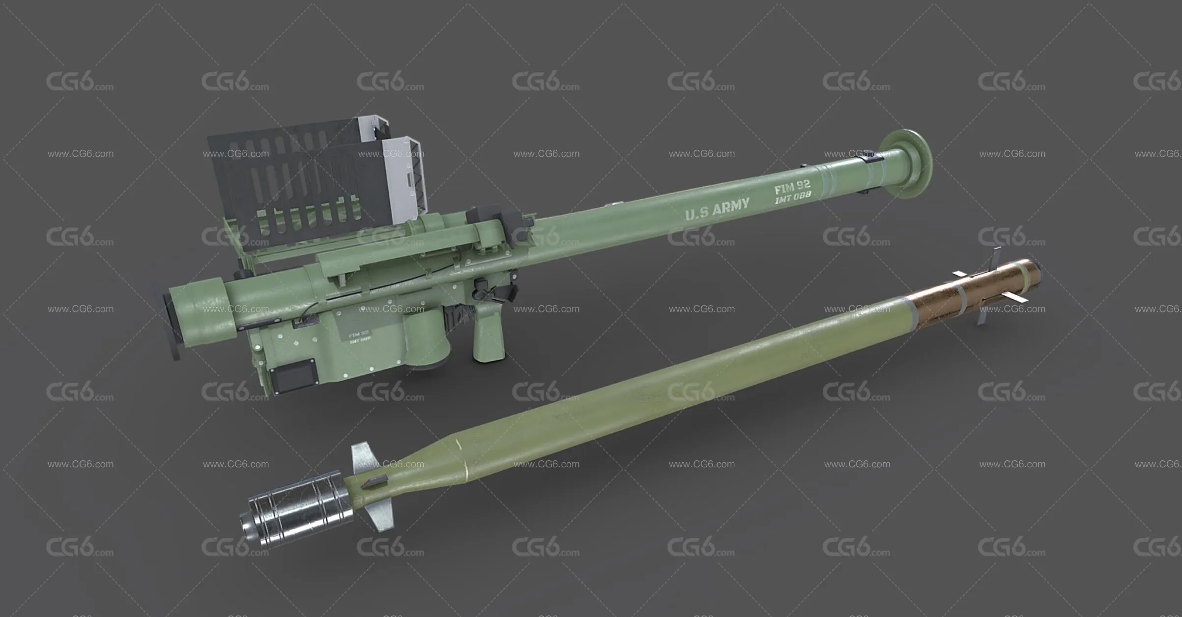 FIM-92 毒刺防空导弹 火箭炮 武器 便携式防空导弹 单兵防空导弹3D模型-1