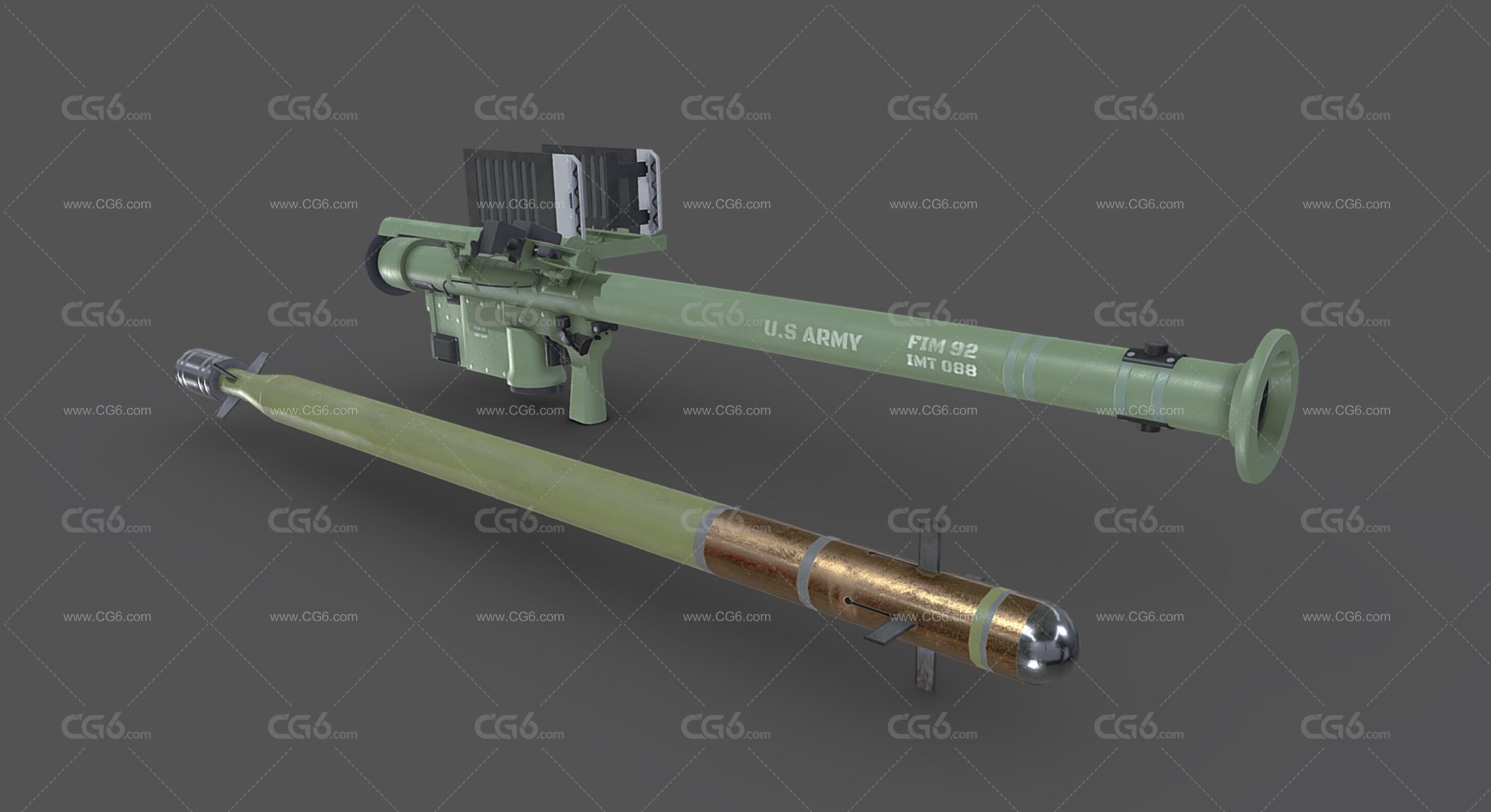 FIM-92 毒刺防空导弹 火箭炮 武器 便携式防空导弹 单兵防空导弹3D模型-3