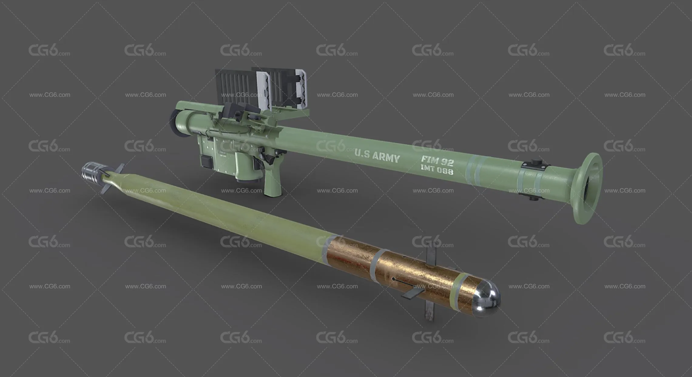 FIM-92 毒刺防空导弹 火箭炮 武器 便携式防空导弹 单兵防空导弹3D模型-3